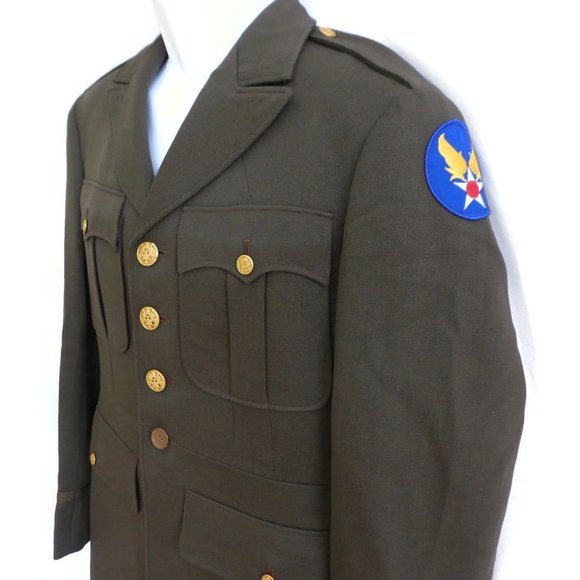 Vintage Other - Army Officers Uniform 1942 Green Wool Gold Eagle 37R